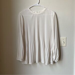 Adrianna Papell Elegant White Pleated Women's Top workwear top size M